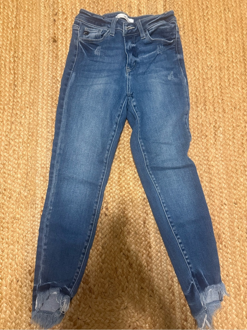 KanCan Distressed Ankle Skinny Jeans in Dark Blue